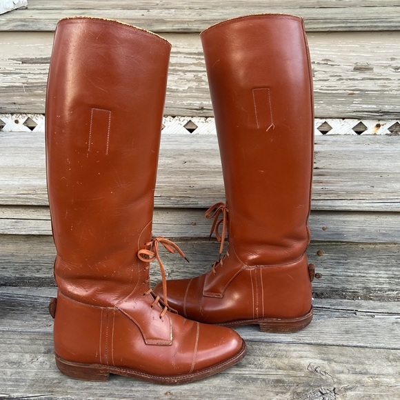 Vintage/Antique Stombock Saddlery Tall Leather Field Boots Made in England W 7.5 - Picture 10 of 11